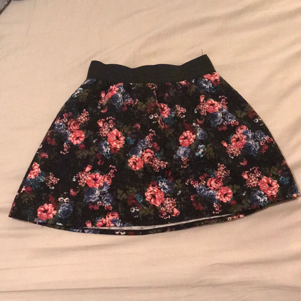 Black Floral Skirt